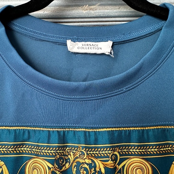 Versace Collections S/S Men's Top with Silk Baroque Print Size 40 - Picture 4 of 10